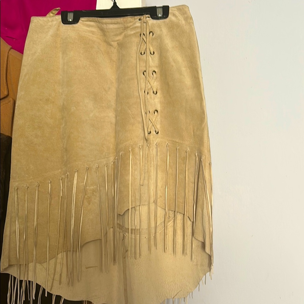 Tan Fringe Skirt
